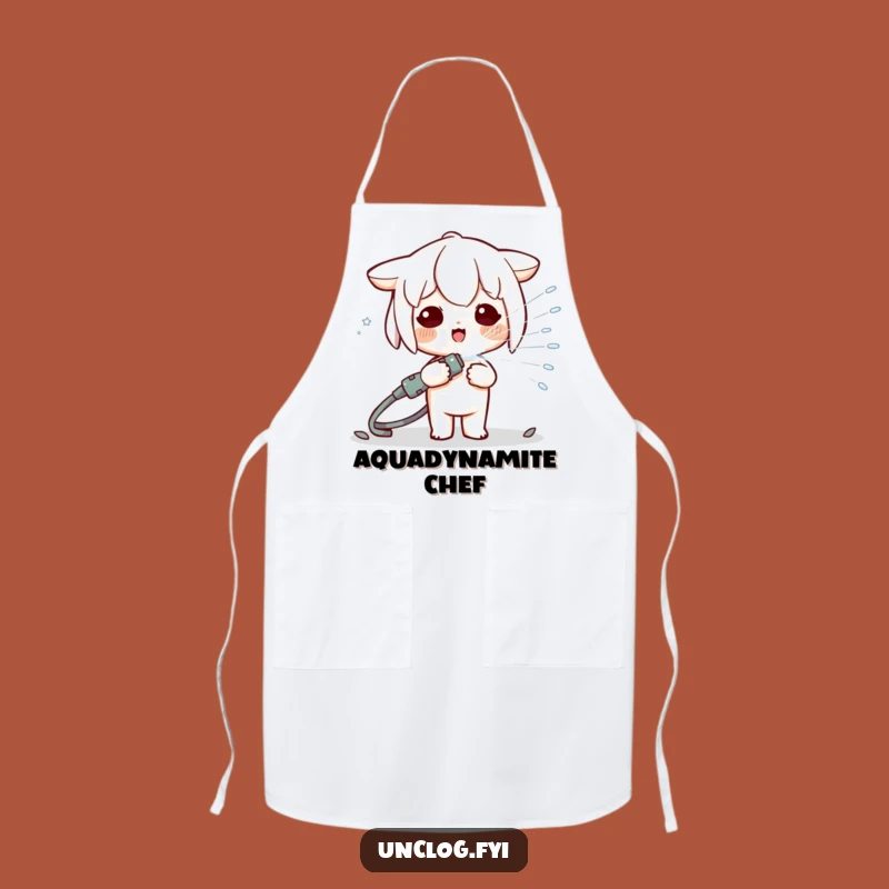 Funny Kawaii Kitchen Sprayer Apron - Chef Character's Playful Mess Gift