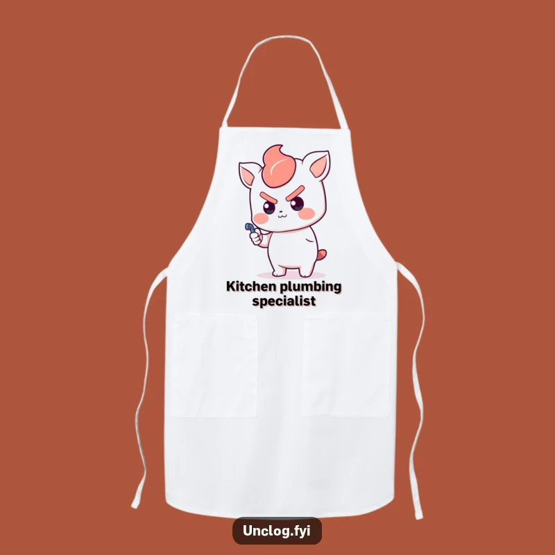 Funny Kawaii Plunger Apron: Determined Character, Tackle Kitchen Clogs