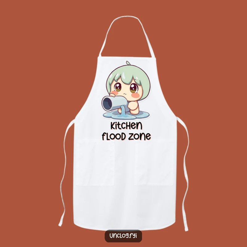 Funny Leaky Pipe Reaction Apron: Cook with Wide-Eyed Caution