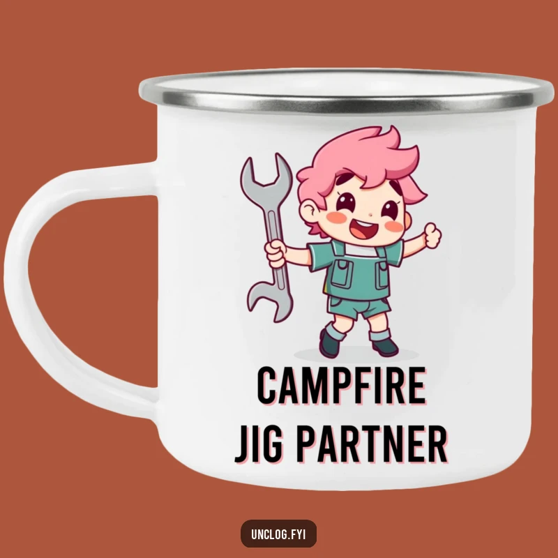 Funny Dancing Wrench Camping Mug - Mechanic's Enamel Cup, Great Outdoor Tool Gift