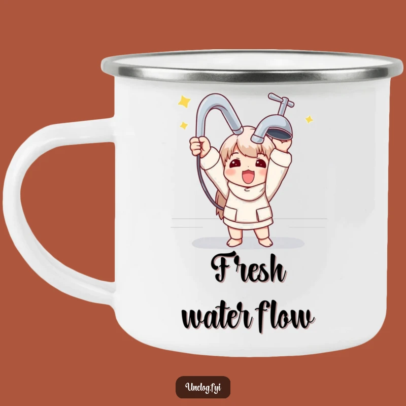 Funny Plumber Camping Mug: New Faucet Triumph, Adventure Ready