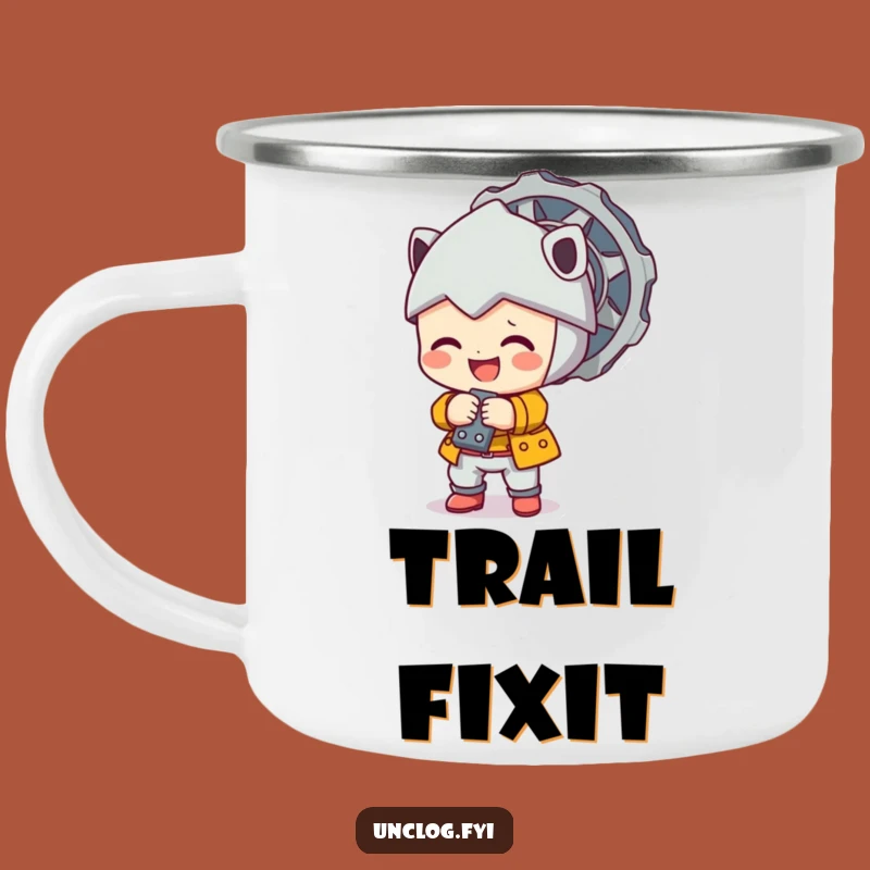 Funny Character Bolt Tightening Camping Mug: Sip Your Adventure with Handy Charm
