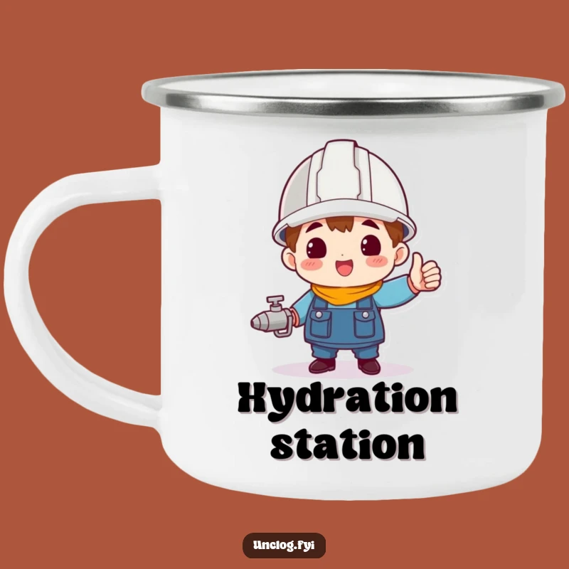 Funny Hard Hat Hero Camping Mug: Victorious Brew for Builders