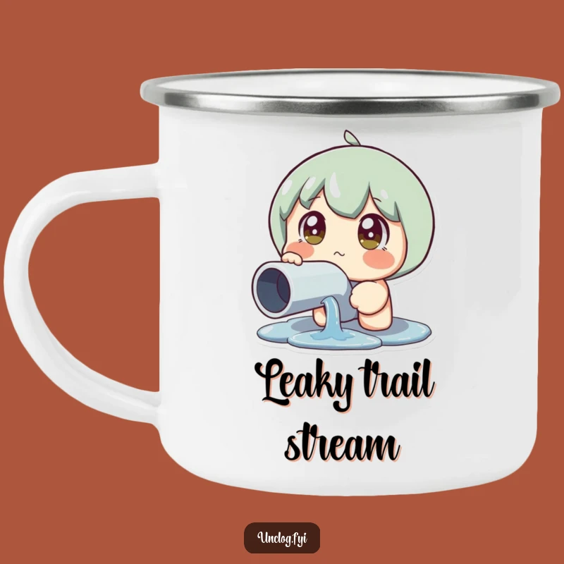 Funny Leaky Pipe Reaction Camping Mug: Shocked Sips Outdoors