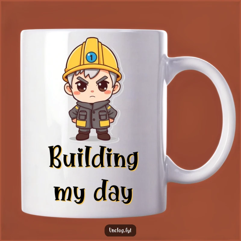 Funny Determined Character Mug: Hard Hat Ready - Motivational Gift