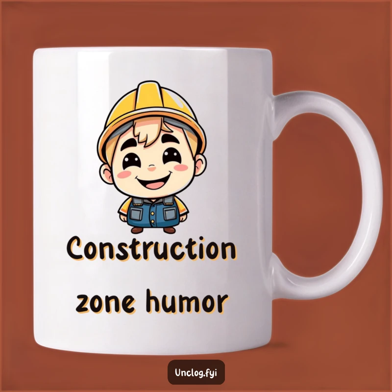 Funny Backwards Hard Hat Mug: Cheeky Character Design, Hilarious Gift