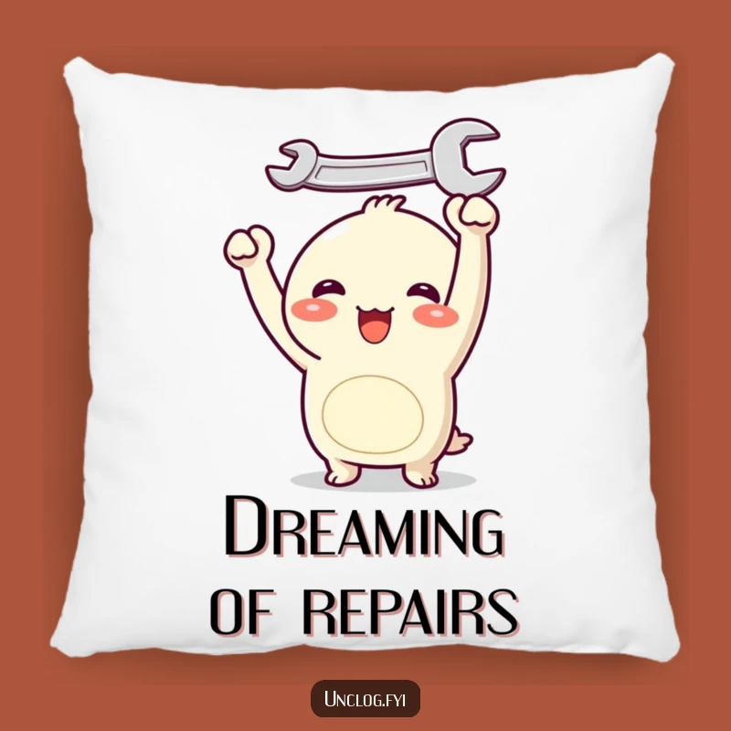 Funny Kawaii Wrench Pillow - Joyful Character Tool Humor Cushion