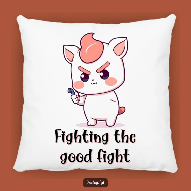 Funny Kawaii Determined Pillow: Plunger Pusher, Cozy Comfort for Tough Times