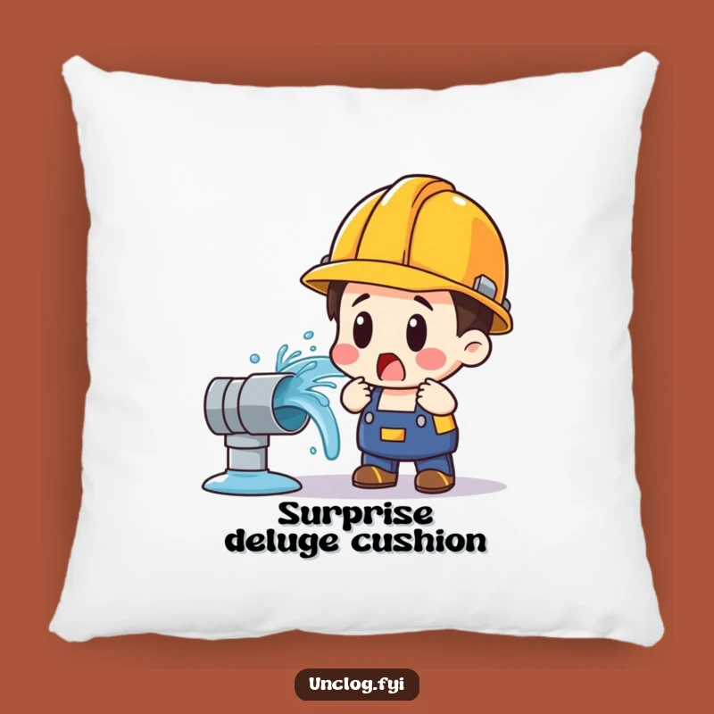Funny Plumber Pillow: Gushing Water Pipe Surprise, Comfy & Hilarious Home Decor!