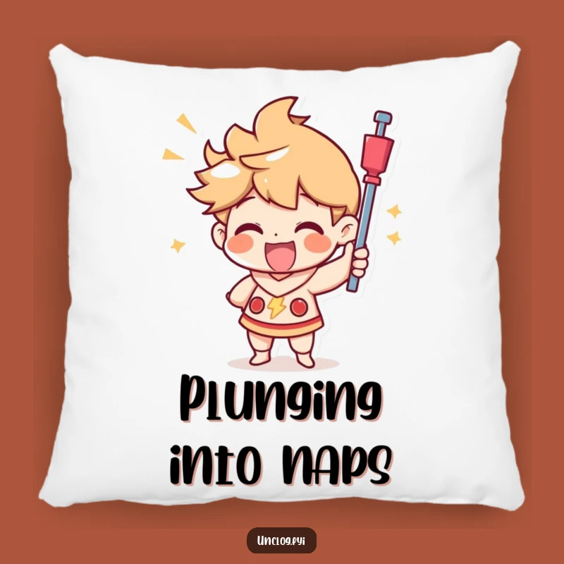 Cozy Funny Plunger Pillow: Triumphant Character's Joyful Plunge, Comfy Funny Gift
