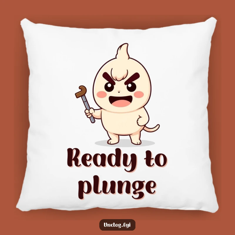Funny Pillow - Kawaii Plunger Character: Comfy & Determined Decor
