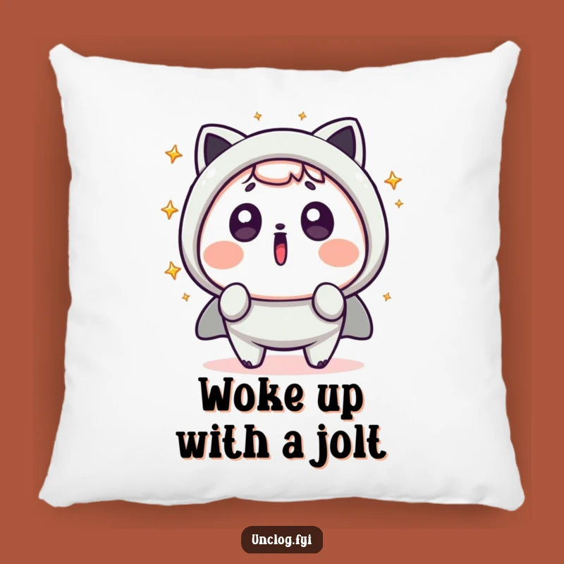 Funny Kawaii Surprise Pillow: Shocked Character, Flying Sparks, Comfy Gag Gift