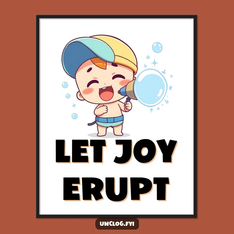 Funny Bubble Spray Digital Art: Instant Joyful Character Print