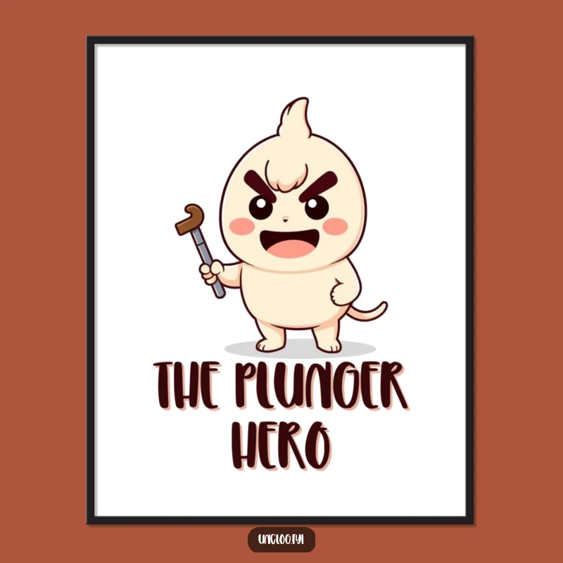 Funny Digital Art Print - Kawaii Plunger Character for Instant Resolve