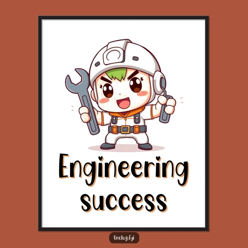 Funny Digital Art Print: Mechanic Wall Art of a Determined Character