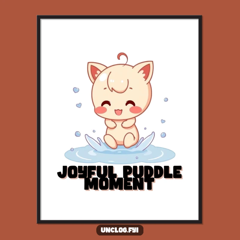 Funny Puddle Splash Art Print: Hilarious Joyful Character for Your Walls