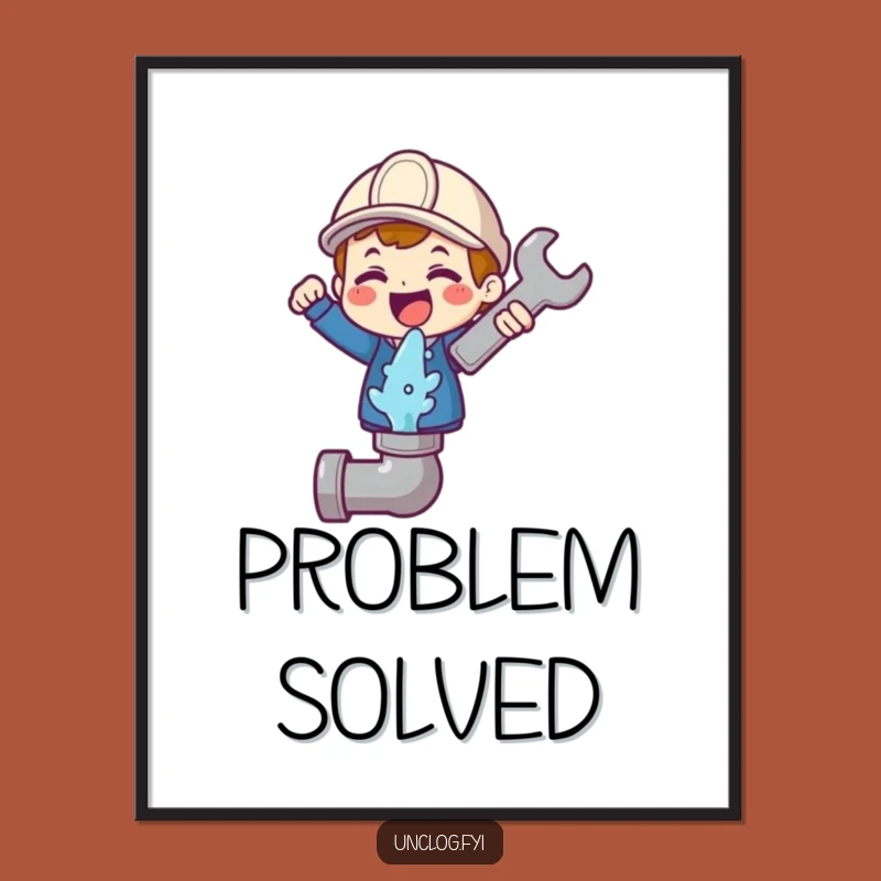 Funny Plumber Digital Art - Instant Download Cute Character Fixing Art