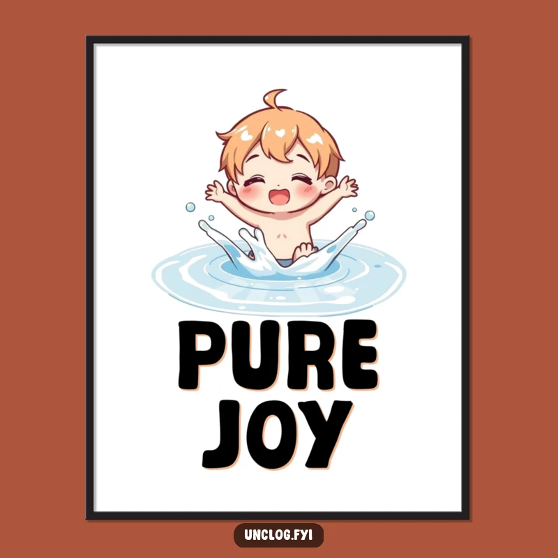 Funny Puddle Splash Digital Print: Joyful Clean Water Art for Your Walls, Unique Funny Gift