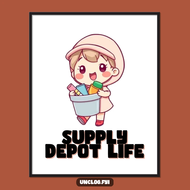 Funny Digital Art Print - Kawaii Bucket Carrier for Instant Cheer