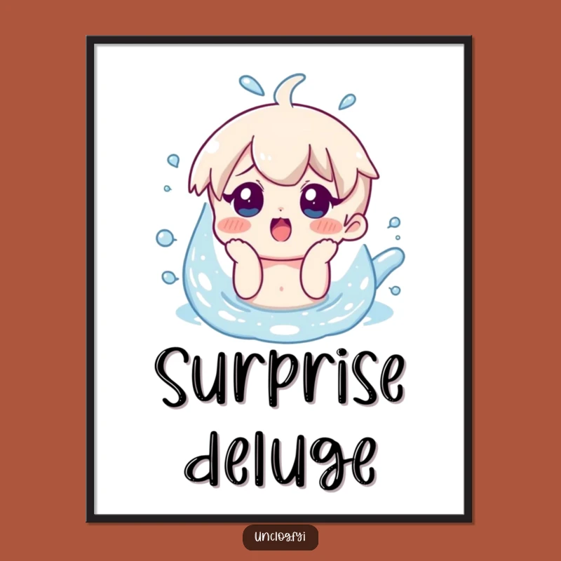 Funny Overflow Digital Art - Instant Download Surprised Character Art