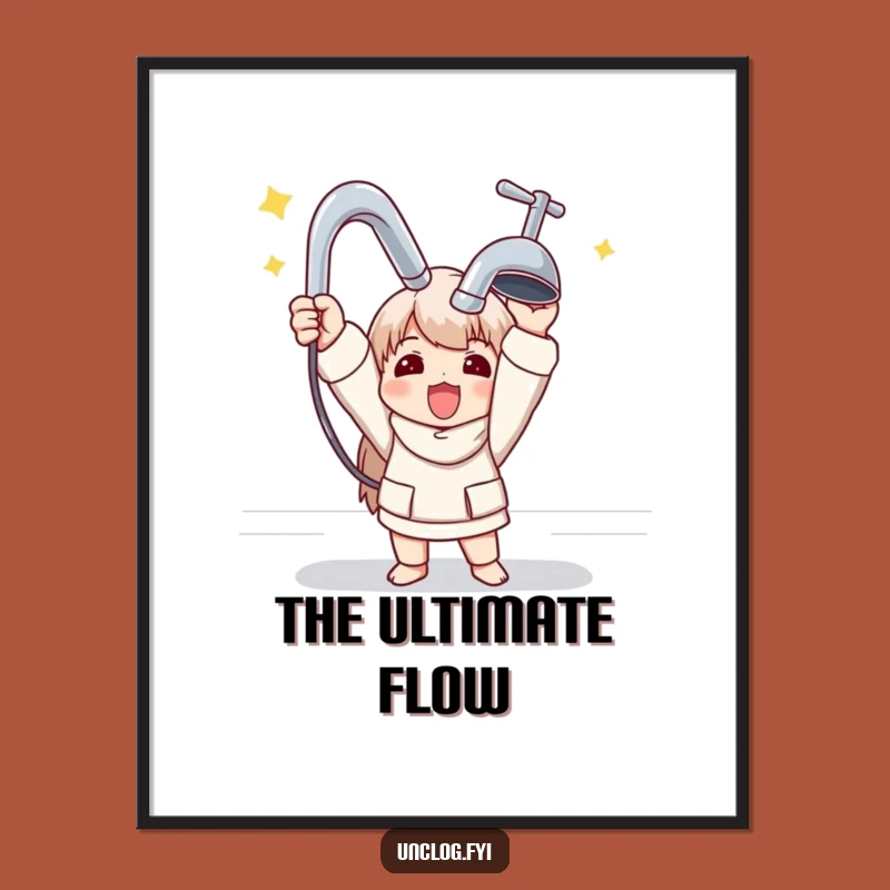 Funny Plumber Digital Art: New Faucet Triumph, Instant DIY Decor