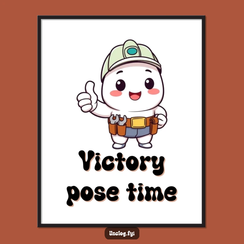 Funny Digital Art Print - Kawaii Thumbs Up Character for Instant Cheer