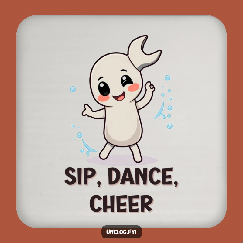 Funny Pipe Wrench Dancer Coaster: Playful Protection, Humorous Table Accent