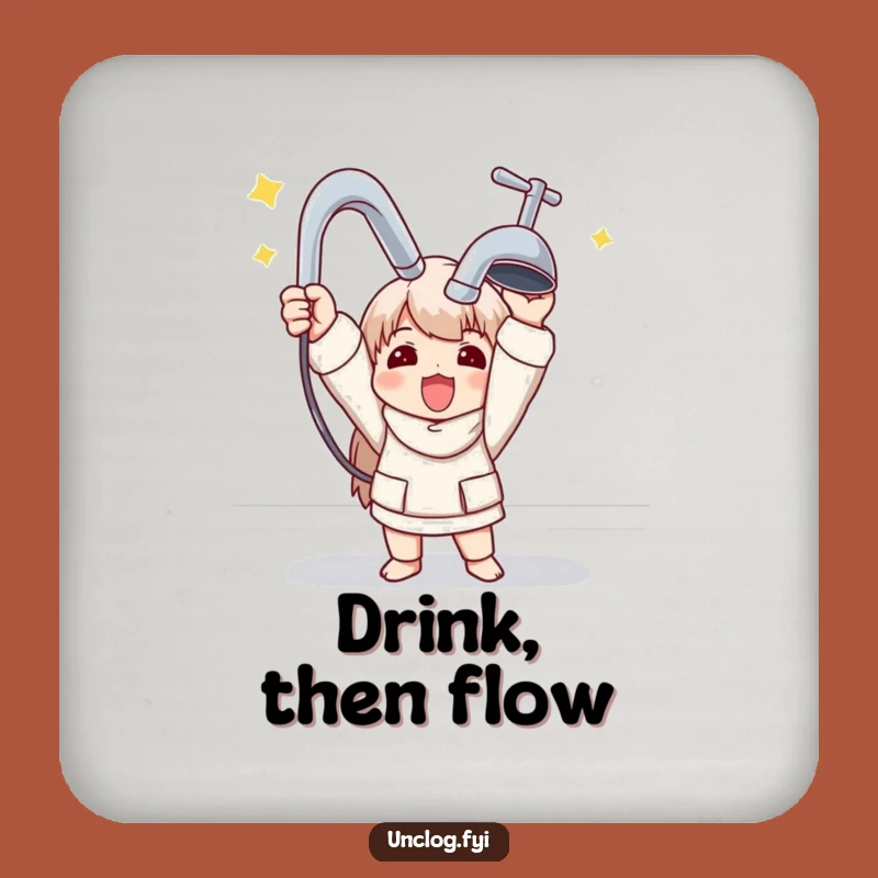 Funny Plumber Drink Coaster: New Faucet Triumph, Protect Your Surfaces