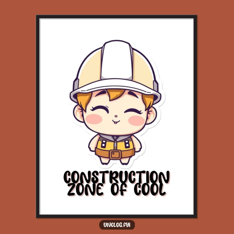 Funny Hard Hat Winking Poster - Construction Character Art for Confident Spaces