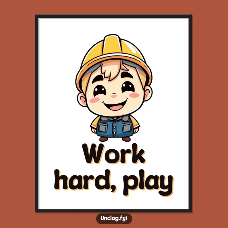 Funny Backwards Hard Hat Poster: Cheeky Character Art for Bold Decor