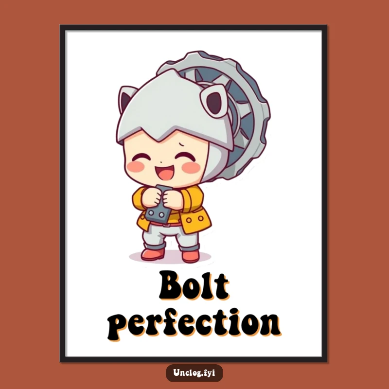 Funny Character Bolt Tightening Poster: Decorate Your Space with Fixing Fun