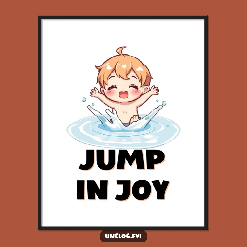 Funny Puddle Splash Poster: Joyful Clean Water Art, Perfect Funny Gift for Walls