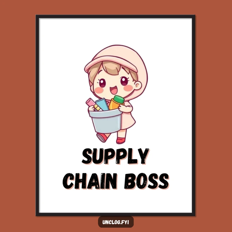 Funny Poster - Kawaii Bucket Carrier, Whimsical Supplies Art Gift