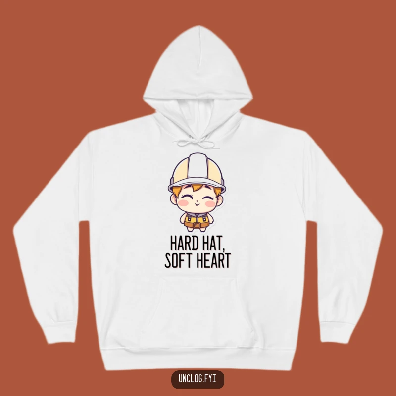 Cozy Hard Hat Winking Hoodie - Construction Character Comfort with a Wink