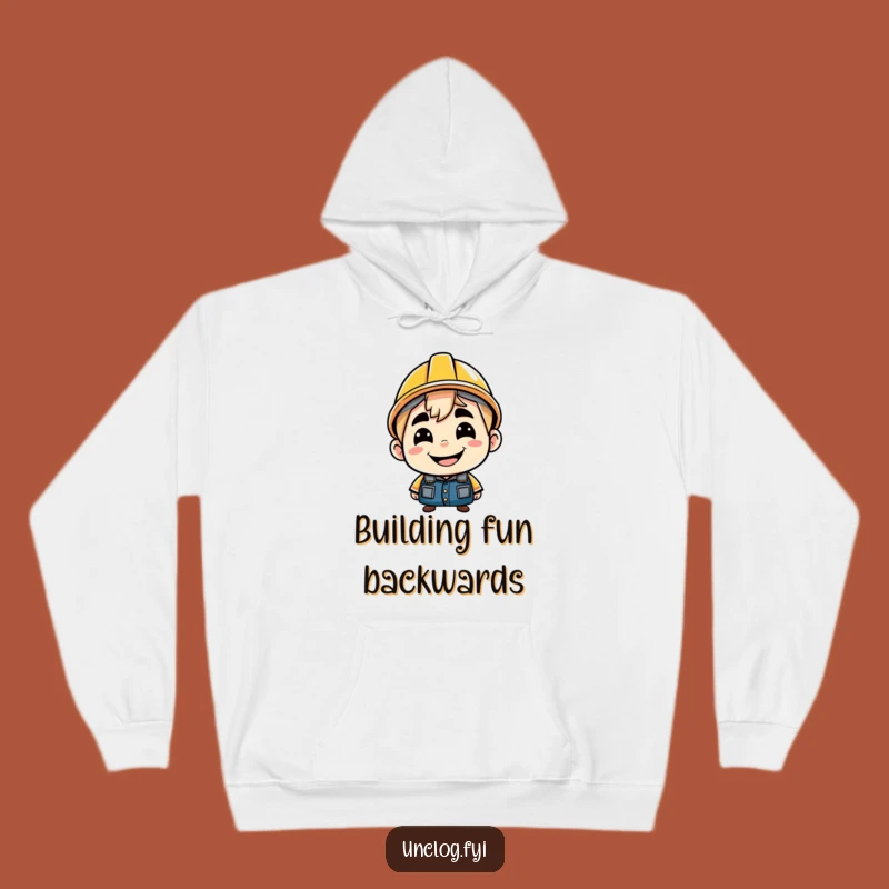 Funny Backwards Hard Hat Hoodie: Cozy and Cheeky Character Design
