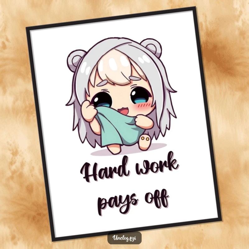 Funny Free Printable Wall Art: Character wipes sweat with a rag, a hilarious downloadable art piece.