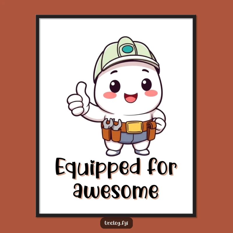 Funny Free Printable Kawaii DIYer Art - DIY Thumbs Up Tool Belt Downloadable Decor