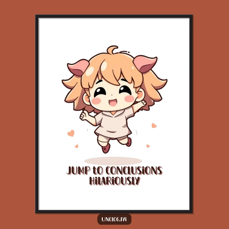 Funny Free Printable Wall Art: Energetic Jump Character, Humorous Downloadable Art Gift