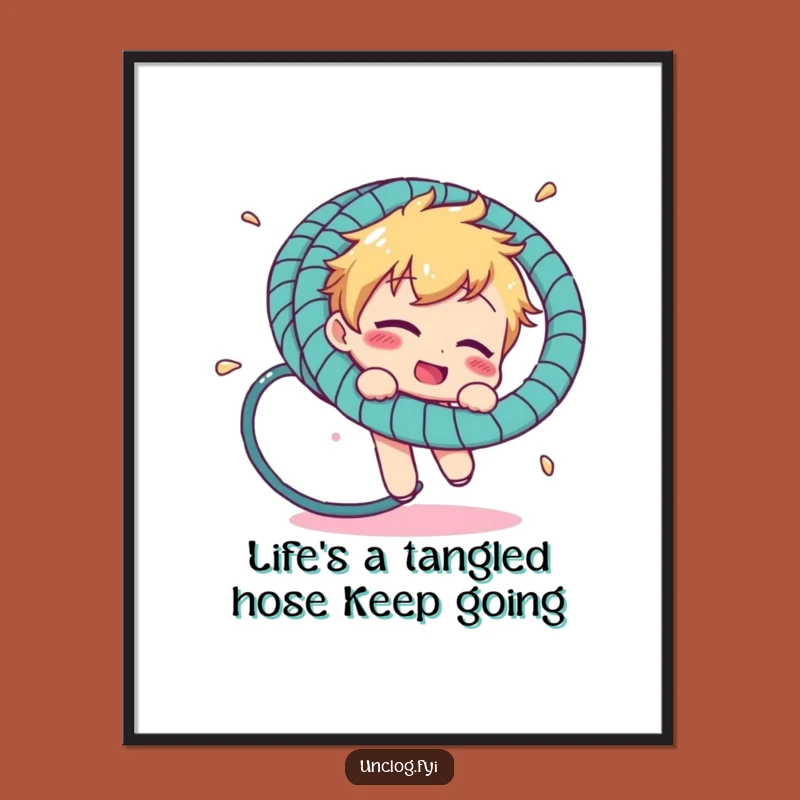 Funny Free Printable Wall Art: Hosepipe Tangled Character, Humorous Downloadable Art Gift