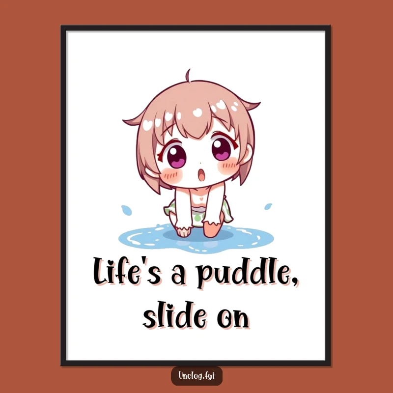 Funny Free Printable Wall Art: Surprised Puddle Slip Downloadable Art