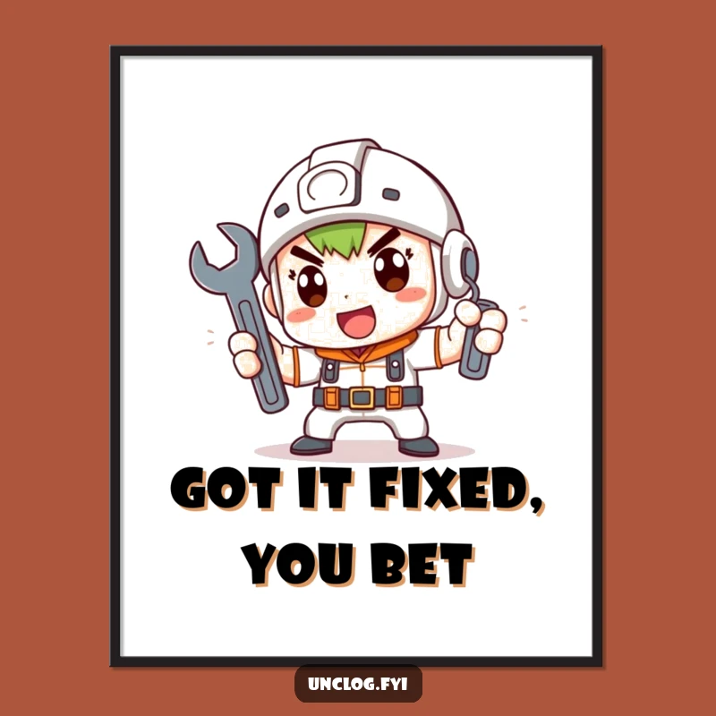Funny Free Printable Wall Art: Determined Fixer Character Decor Downloadable Gift