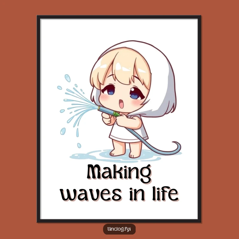 Funny Free Printable Wall Art: Sprinkler Character with Hose, DIY Downloadable