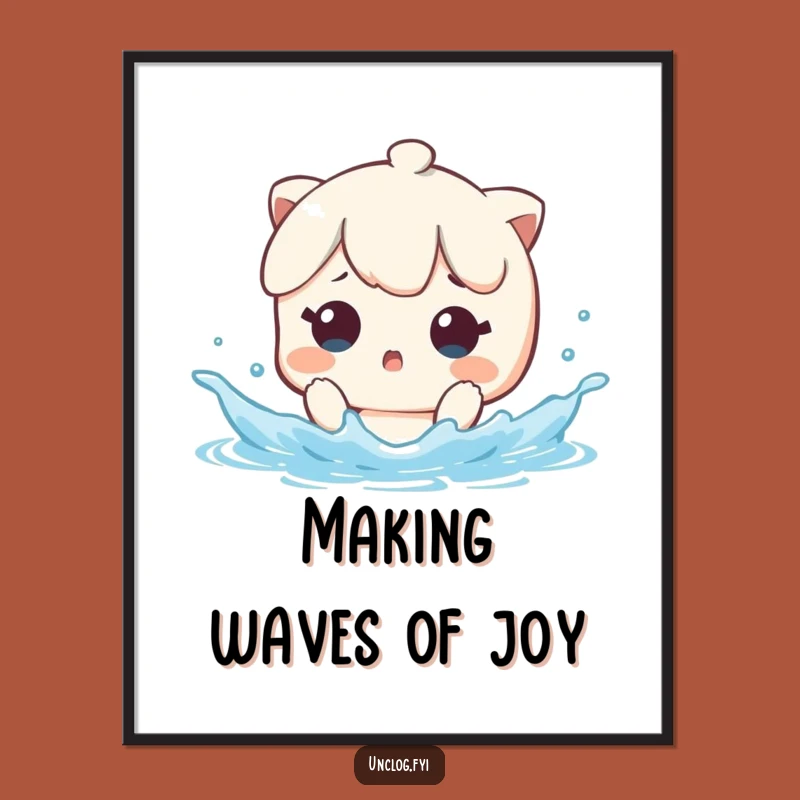 Funny Free Printable Kawaii Splash Art - DIY Surprised Wet Downloadable Decor