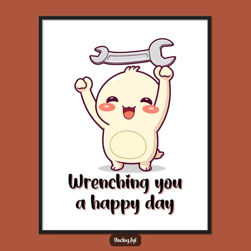 Funny Free Printable Wall Art: Kawaii Wrench Power - Whimsical Downloadable Decor