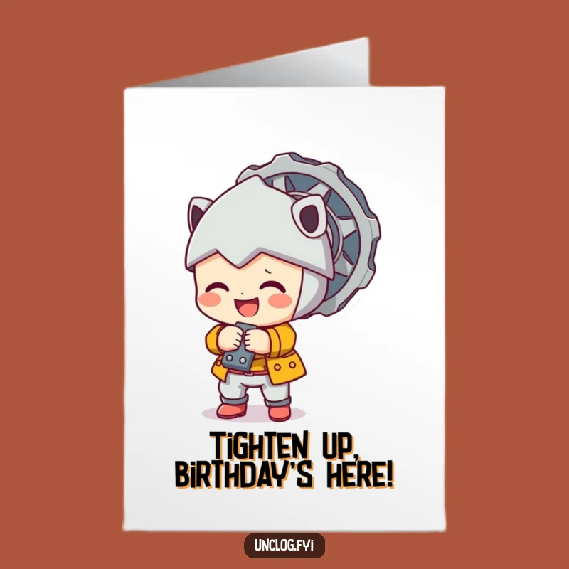 Free Printable Birthday Card: Handy Character Tightening Bolt Downloadable Gift