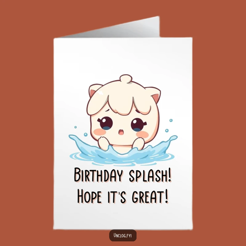Free Printable Kawaii Splash Birthday Card - Funny Surprised Wet DIY Gift