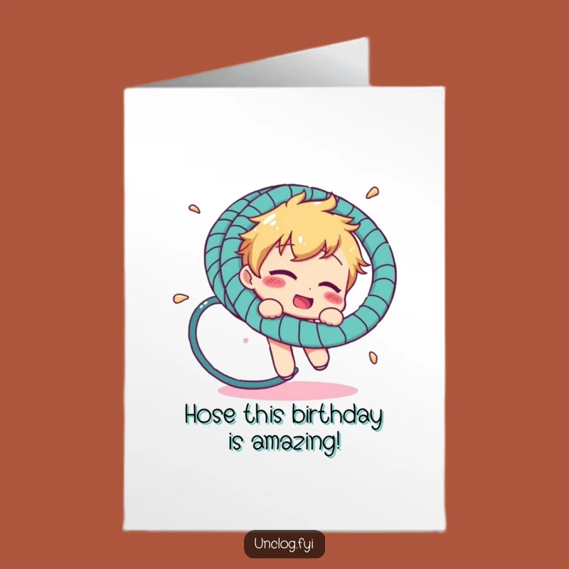 Funny Free Printable Birthday Card: Hilarious Hosepipe Tangled Character Downloadable Gift
