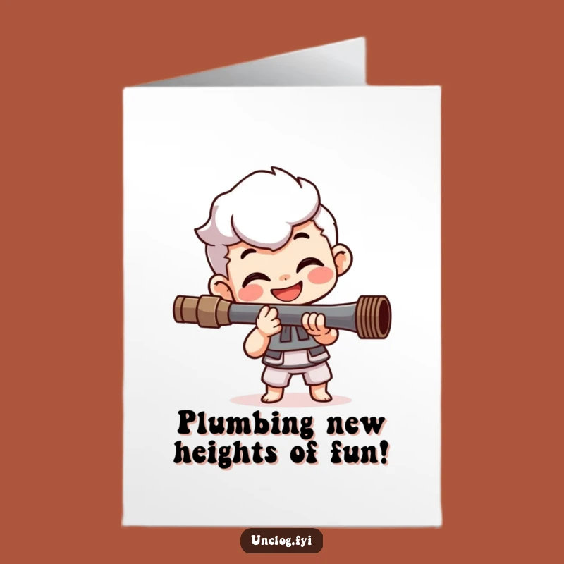 Free Printable Birthday Card: Funny Plumber Character Fixing It Up DIY Gift