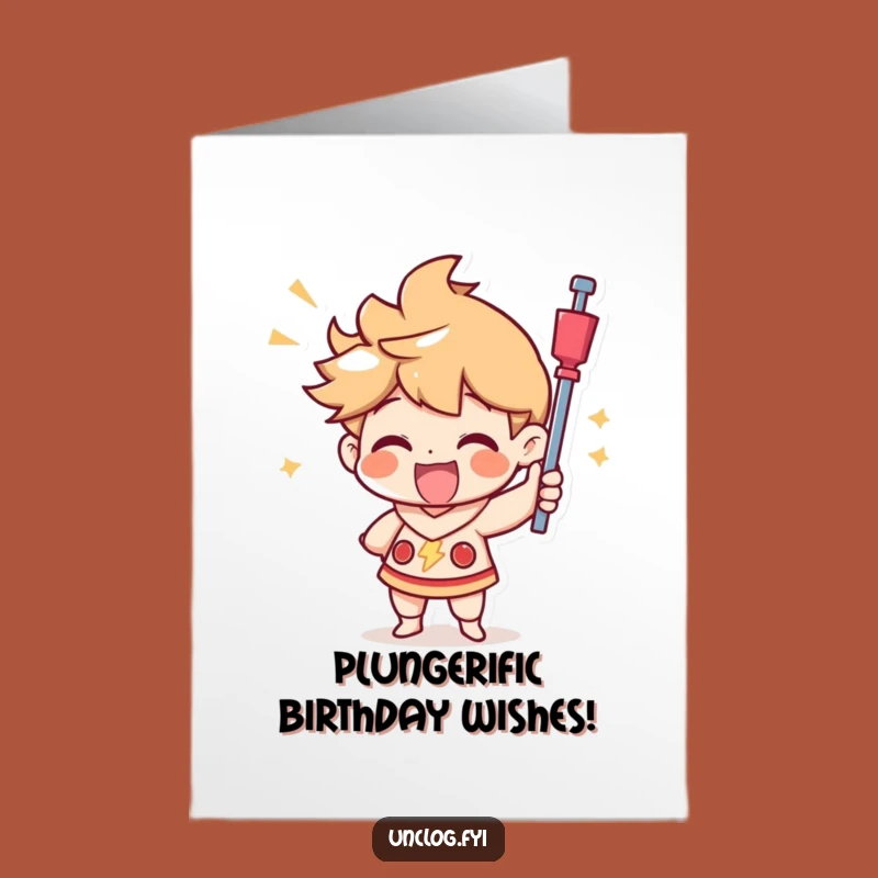 Free Printable Birthday Card: Triumphant Plunger Hero, Funny DIY Gift Idea