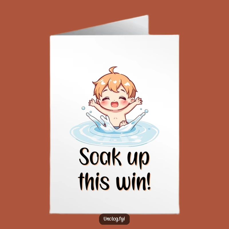 Free Printable Congrats Card: Funny Puddle Splash Character, Celebratory Downloadable Gift